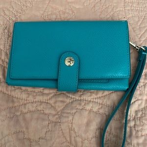 Coach turquoise wrist wallet